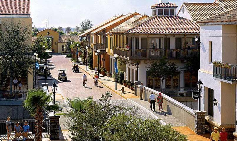 Solivita streetscape with landscaped active adult homes